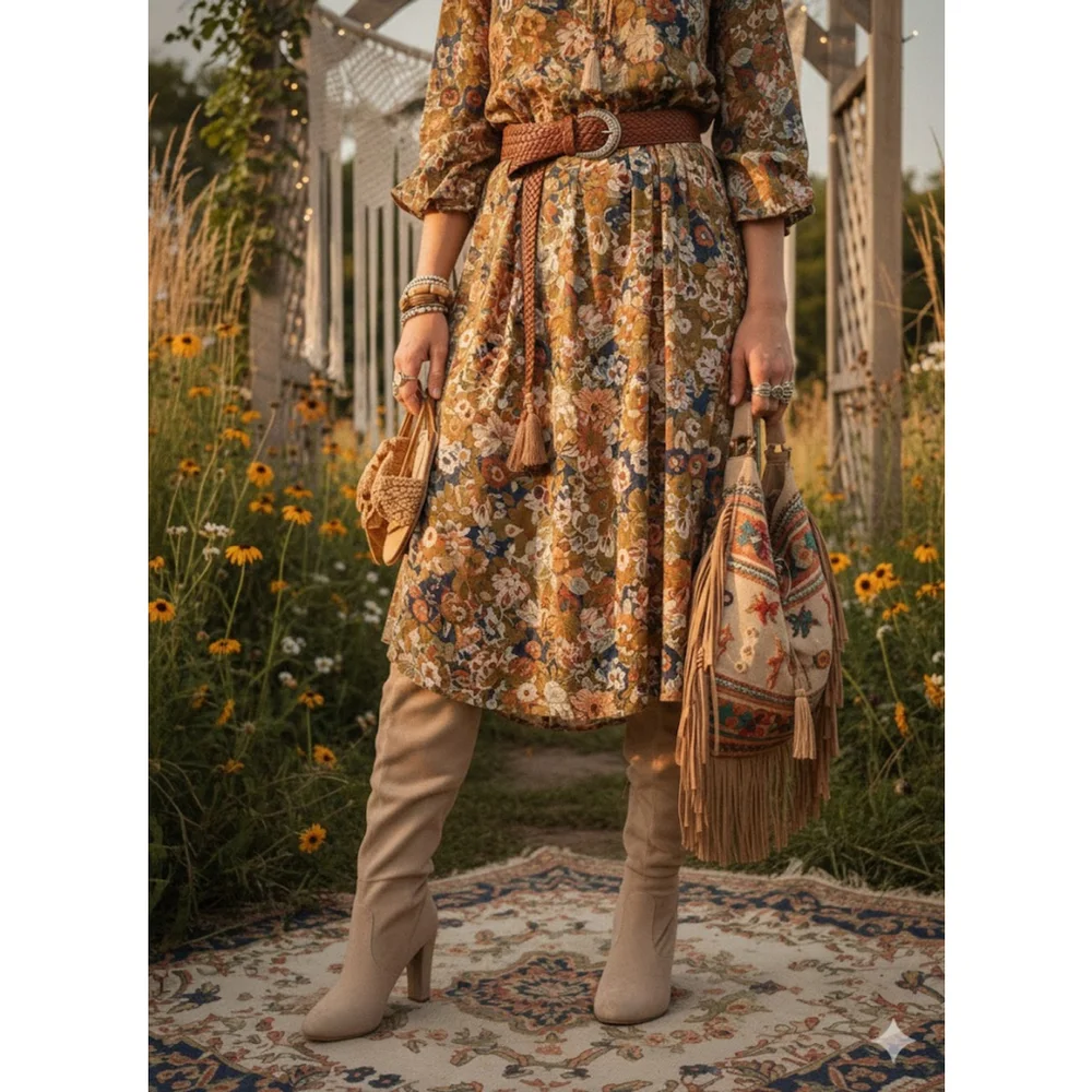 Chase & Chloe Tan Suede Over The Knee Boots Block Heel Size 8